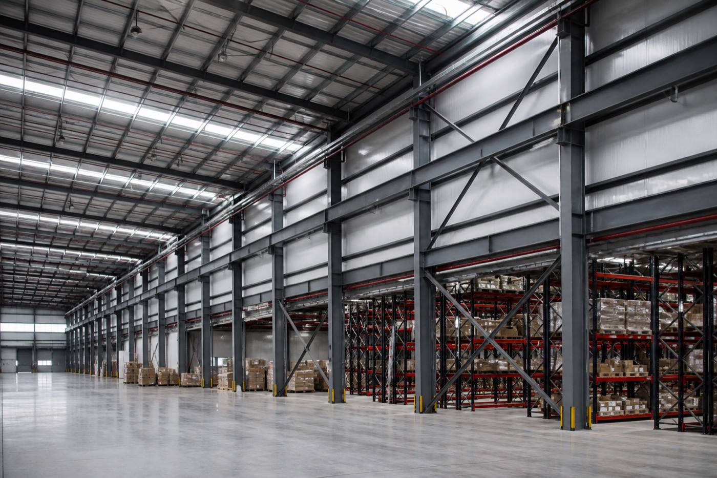 Frames and components for storage and logistics buildings.